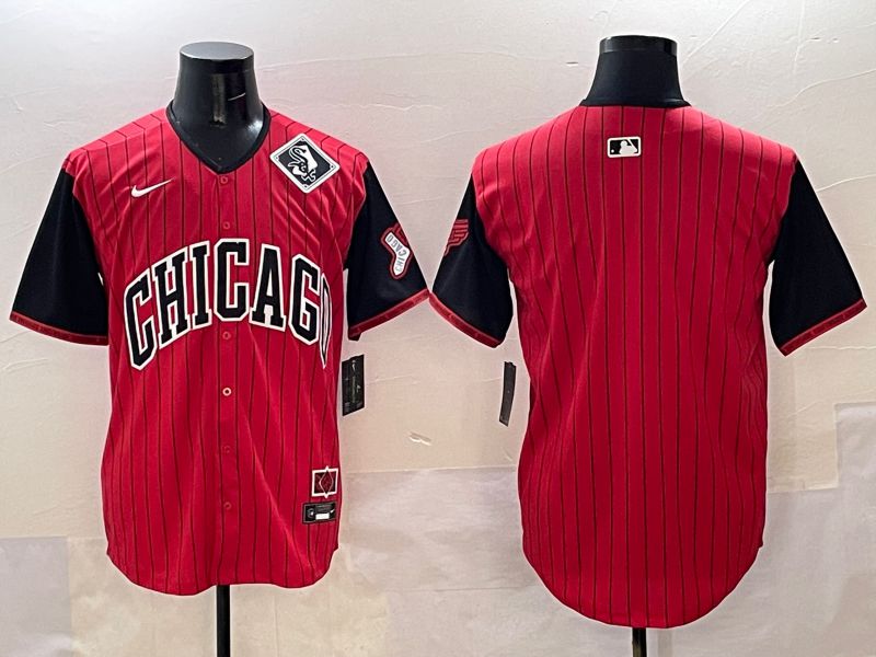 Men Chicago White Sox Blank Red Stripe Joint Name 2025 Nike MLB Jersey style 3->chicago white sox->MLB Jersey